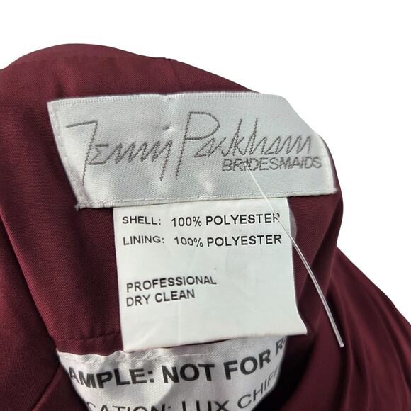 JENNY PARKHAM SZ 8 LUX CHIFFON MAROON V-NECK OPEN BACK BRIDESMAID MAXI DRESS - Picture 3 of 7